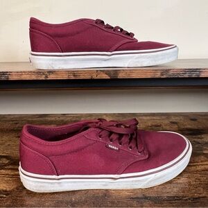 Vans Burgundy Canvas tennis shoe sneaker lace up Off the Wall men's 8.5 women 10